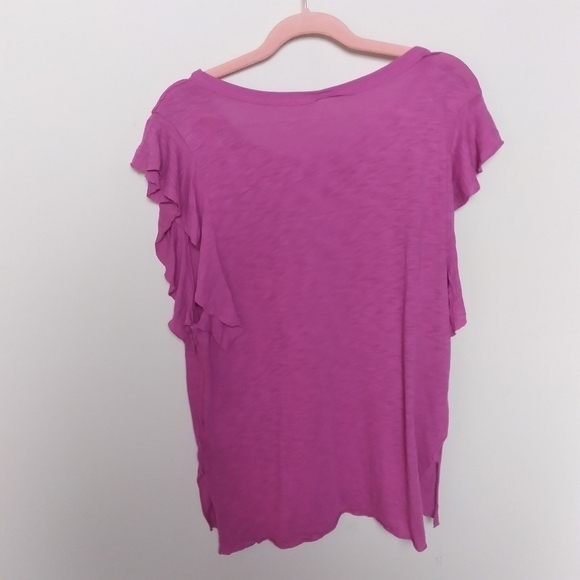 Free People So Easy Pink Ruffle Sleeve Pocket Modal & Cotton Blouse Size Small - Picture 4 of 11